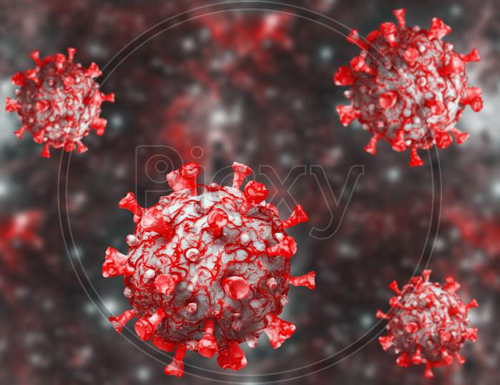 Corona Virus Covid-19 Microscopic Virus Corona Virus Disease 3D Illustration India World