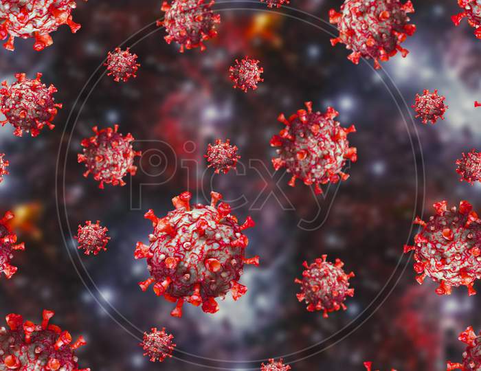 Corona Virus Covid-19 Microscopic Virus Corona Virus Disease 3D Illustration