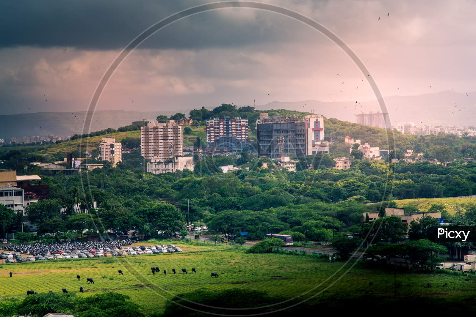 Beautiful landscape view of green Pune city, Maharashtra, India