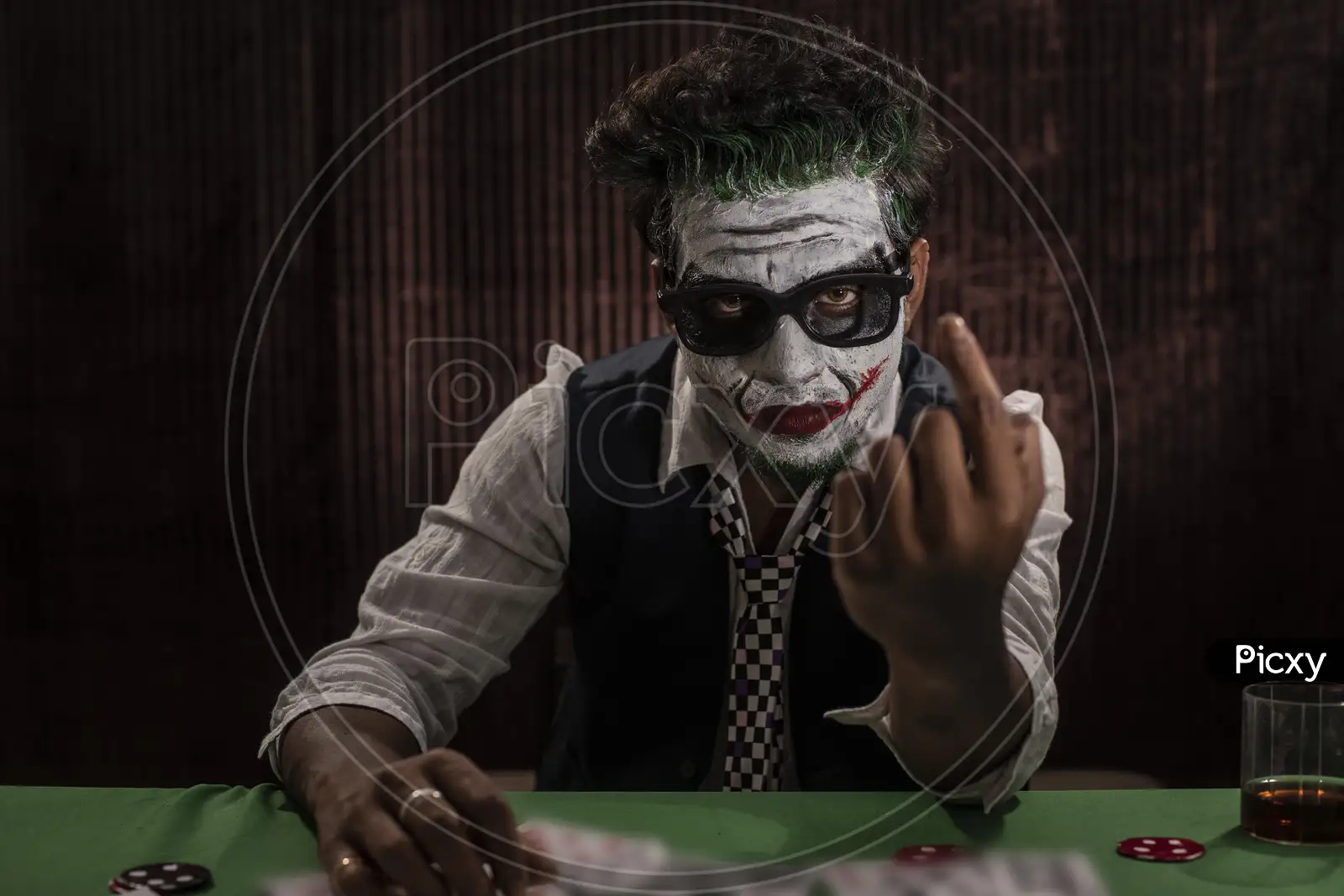 Image of Portrait of an Indian man in Halloween Joker costume ...
