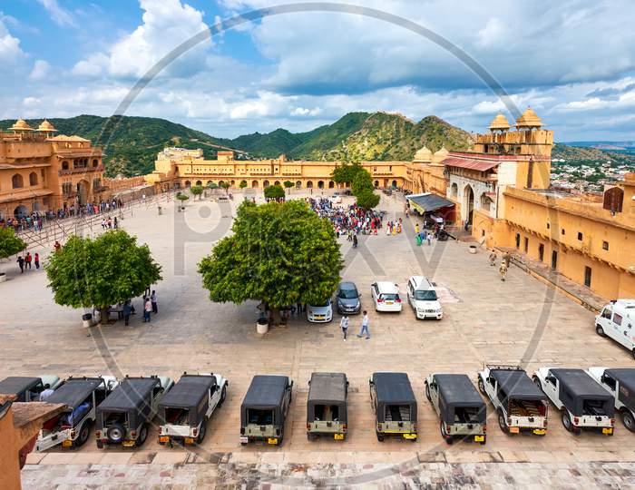 Courtyard In The Amer Fort In Jaipur, Rajasthan, India