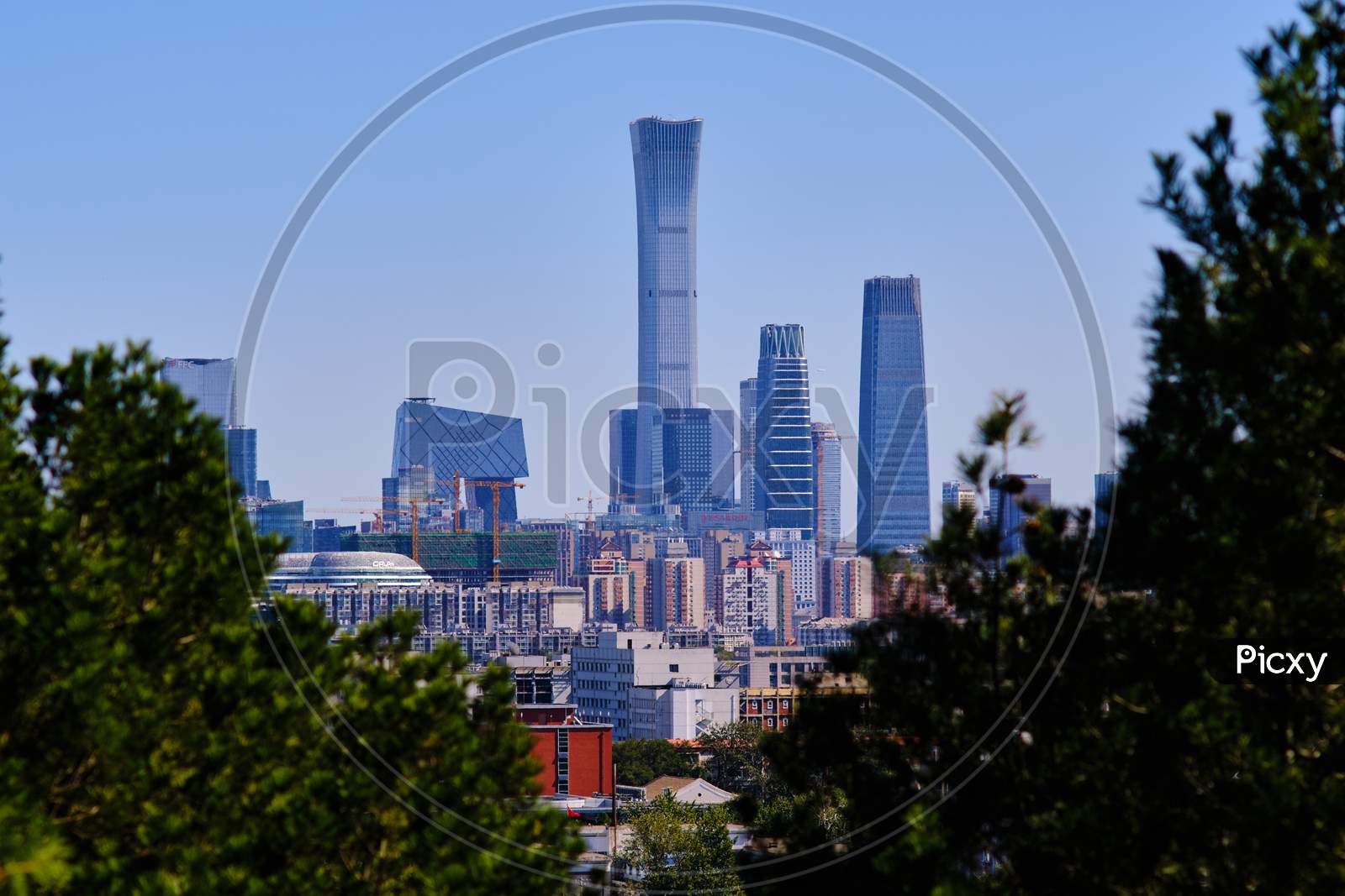Skyscrapers Of Central Business District In Downtown Beijing, View From Jingshan Park, Prospect Hill, In Central Beijing, China