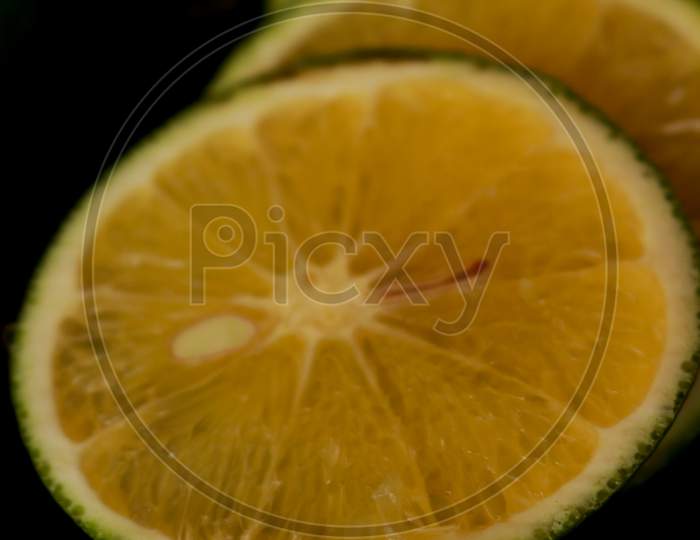 sweet lemon (Mosambi) isolated on black background.