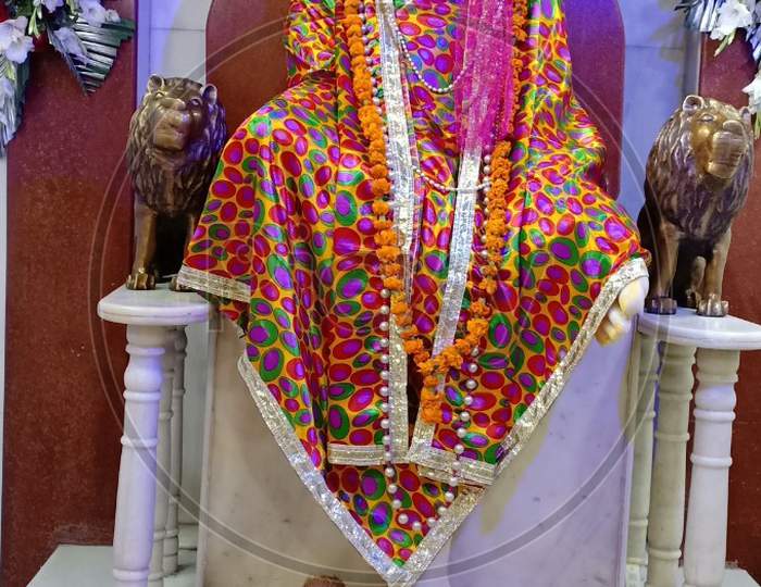 Indian Hindu God Sai Baba Stone Idol In Hindu Spiritual Temple
