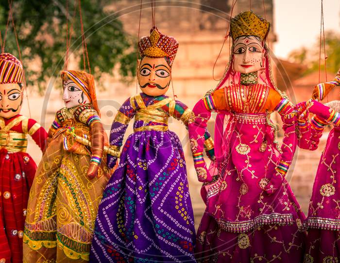 Handicraft Rajasthani Puppets Toys Displayed For Sale In Jodhpur