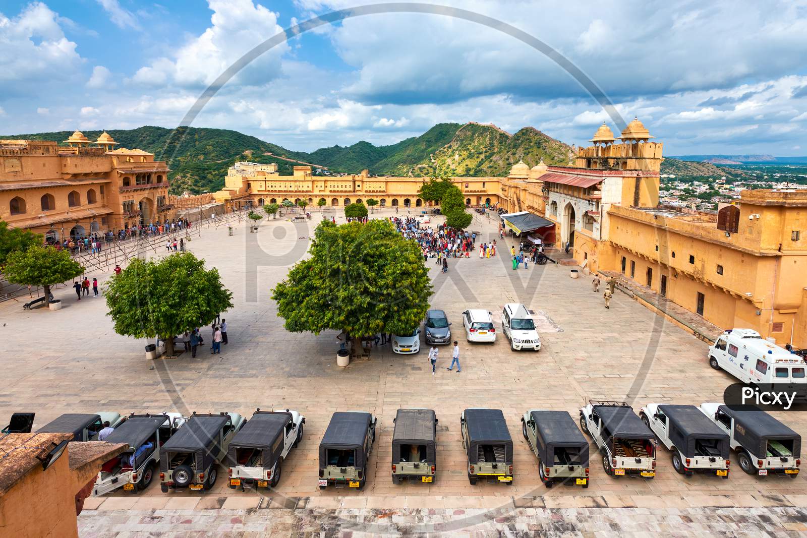 Courtyard In The Amer Fort In Jaipur, Rajasthan, India