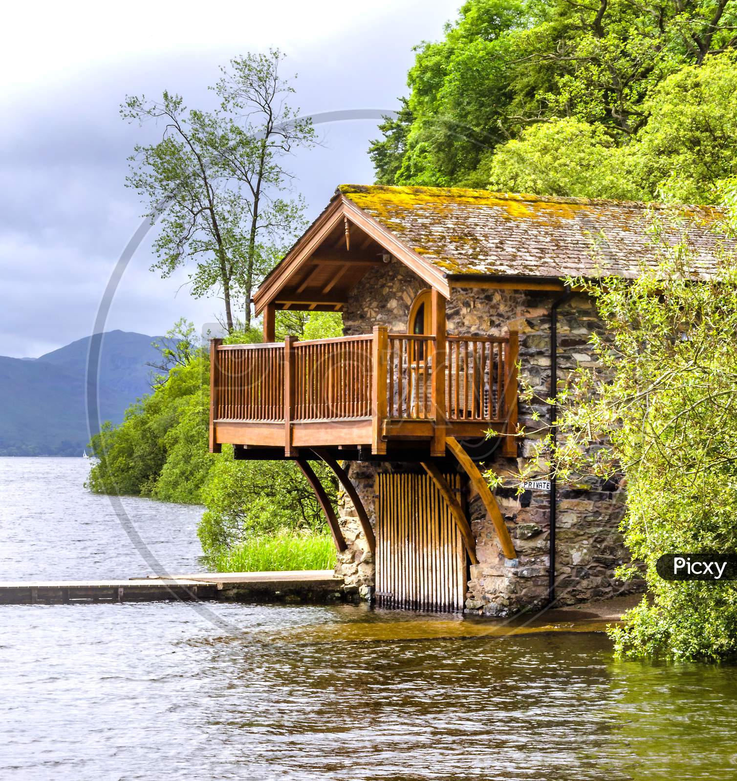 Editorial Ullswater Penrith Cumbria 13 June 2017 The boat house on the banks of Ullswater.