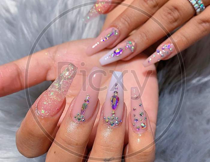 Pink Nail polish manicure