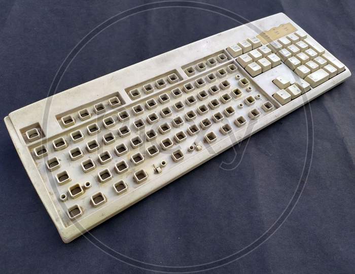 a computer keyboard without  or some key letters isolated on seamless background