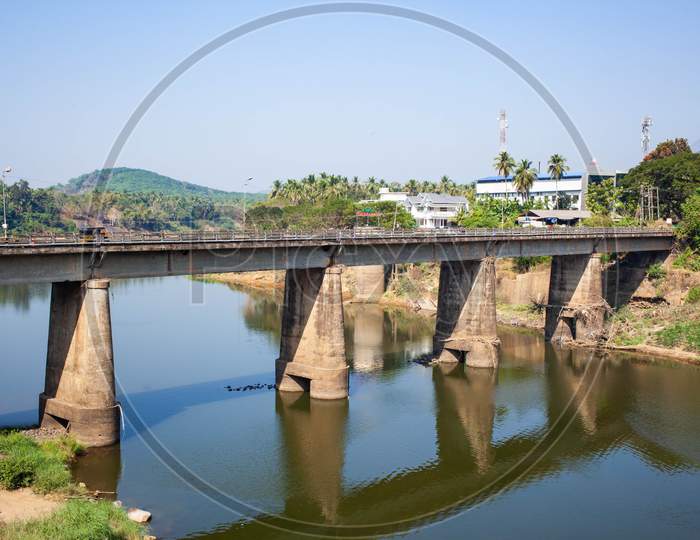 River with bridge in kerala