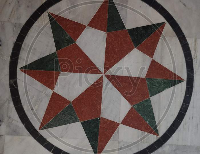 A Peace Of Art In Marble Floor With Red & Green Color
