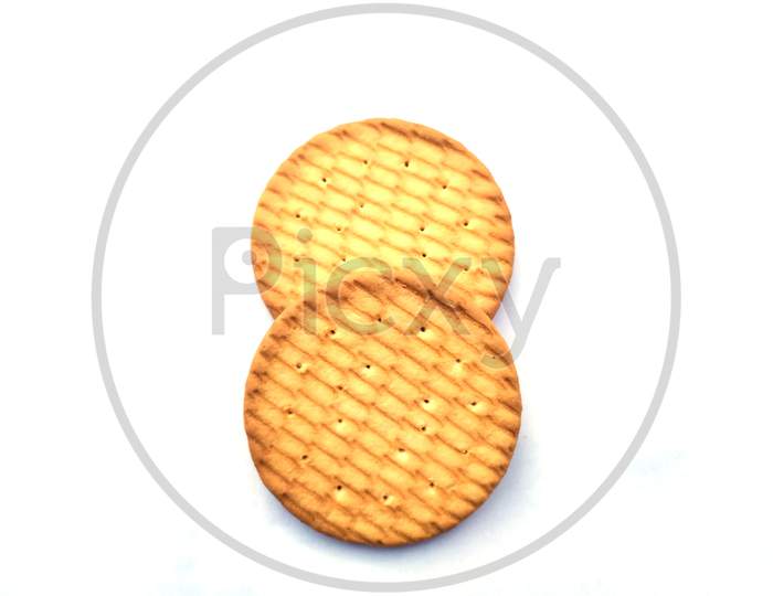 a fresh healthy yellow biscuit isolated on white background