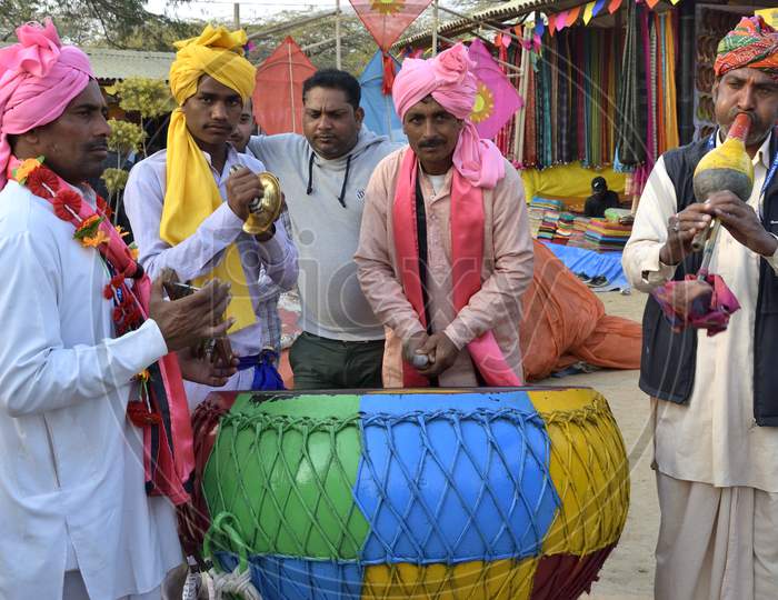 Faridabad, Surajkund, India, February 2020 : Surajkund International Crafts Mela, Artists Are Performing