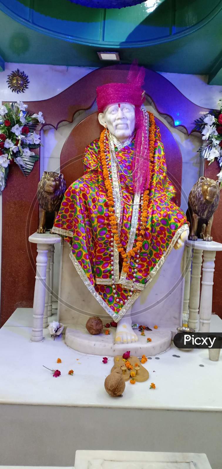 Image of Indian Hindu God Sai Baba Stone Idol In Hindu Spiritual ...