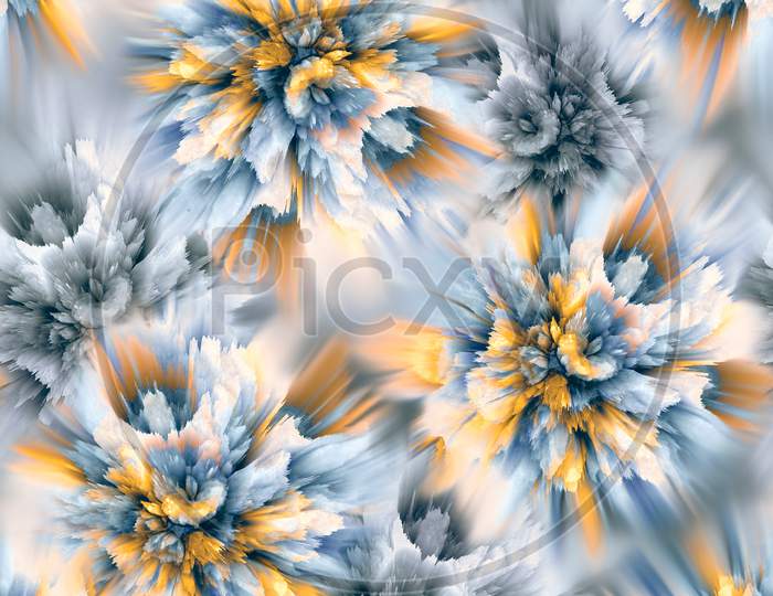 Seamless Abstract Background Illustration Brush Strokes Like Texture,Grey And Yellow Color