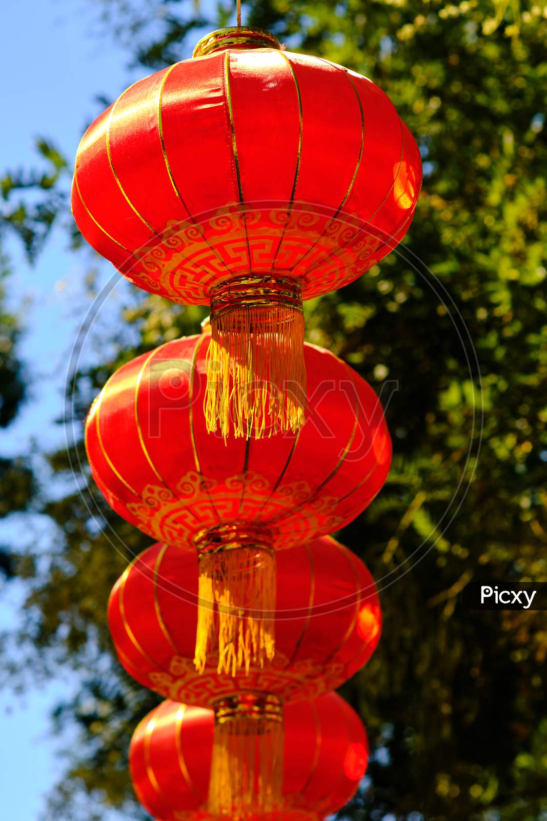Red Lanterns Hanging In Celebration Of The National Day Of China In Beijing, China