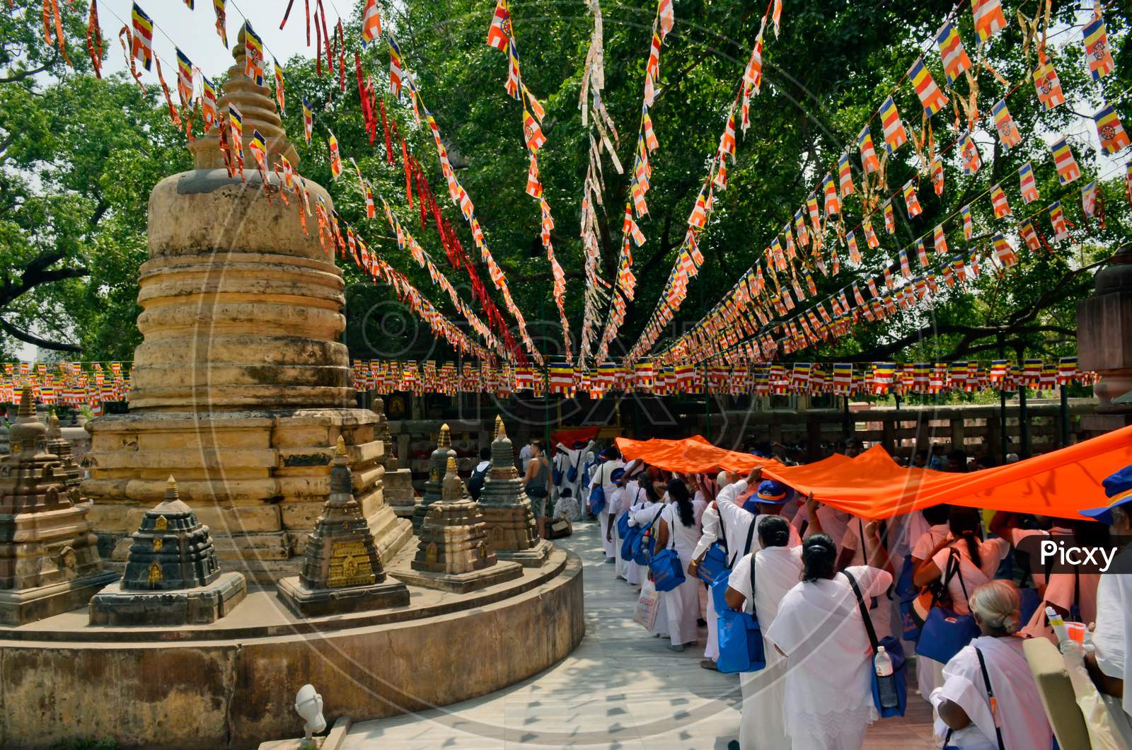devotee at buddha purnima celebration at bodh gaya bihar india