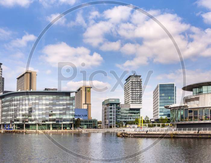 Media City UK at Salford Quays on the banks of the Manchester ship canal