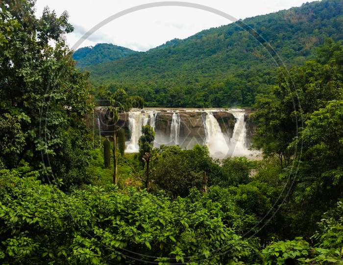 scenic Athirapally waterfalls in Kerala