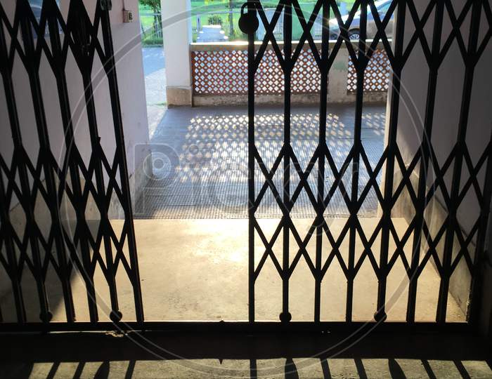 Collapsible gate with sunlight coming inside
