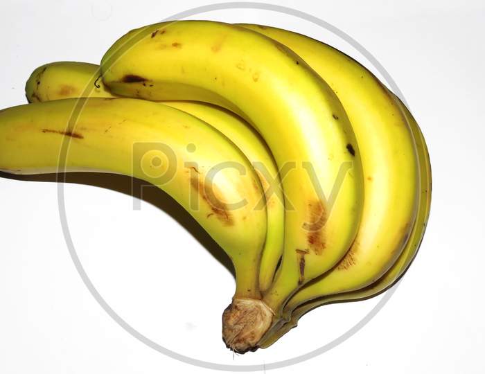 Bunch of Yellow bananas isolated on white background,A banana is an elongated, edible fruit.