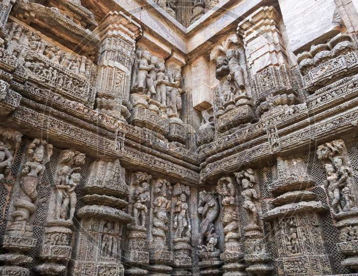 Stone Carvings on the Walls of Sun Temple of Konark
