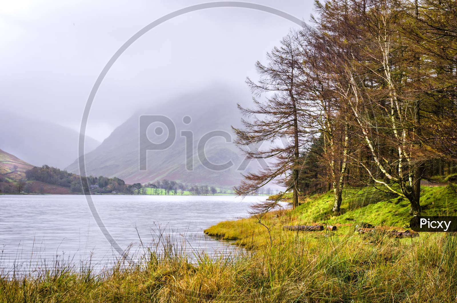 The shore side of Lake Buttermere in the Lake District National Park England.