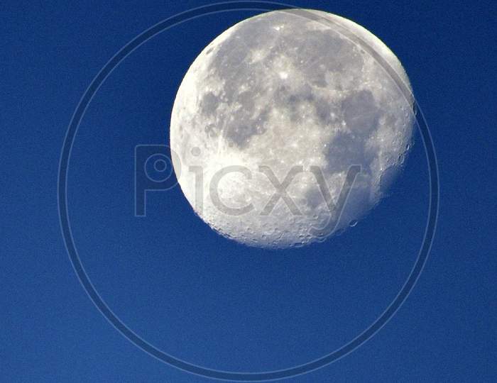 The moon during blue hour sunrise