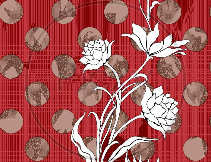 abstract white flower with digital red background