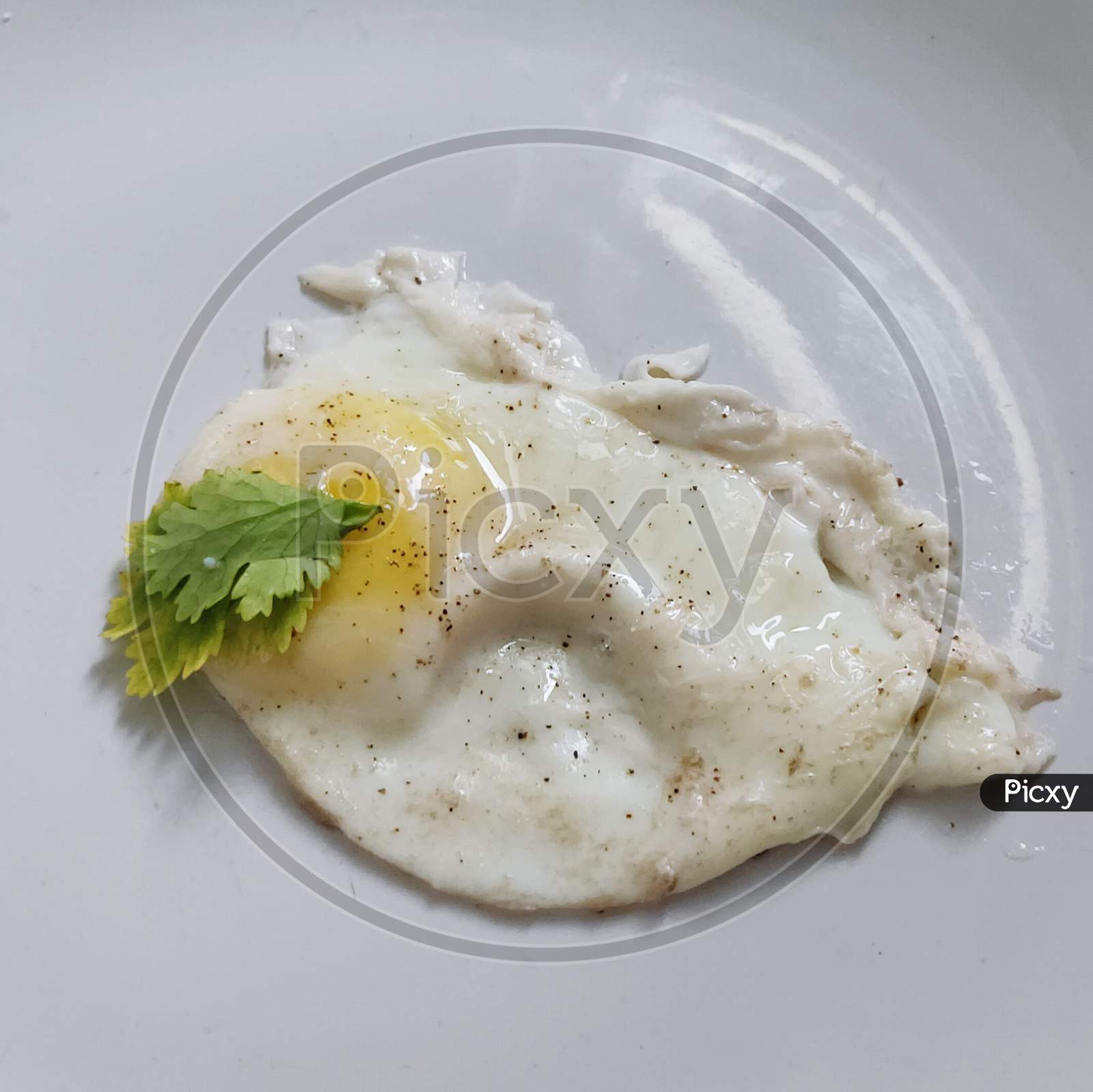 Sunny-side-up egg in white plate