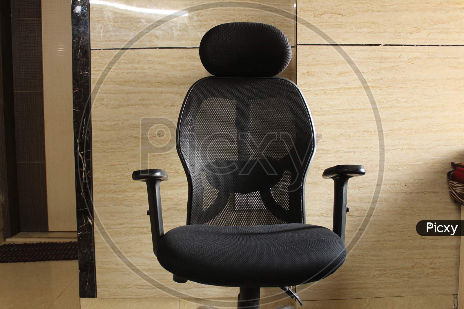 Black office chair in home