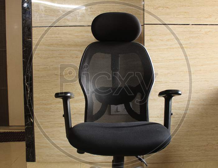 Black office chair in home