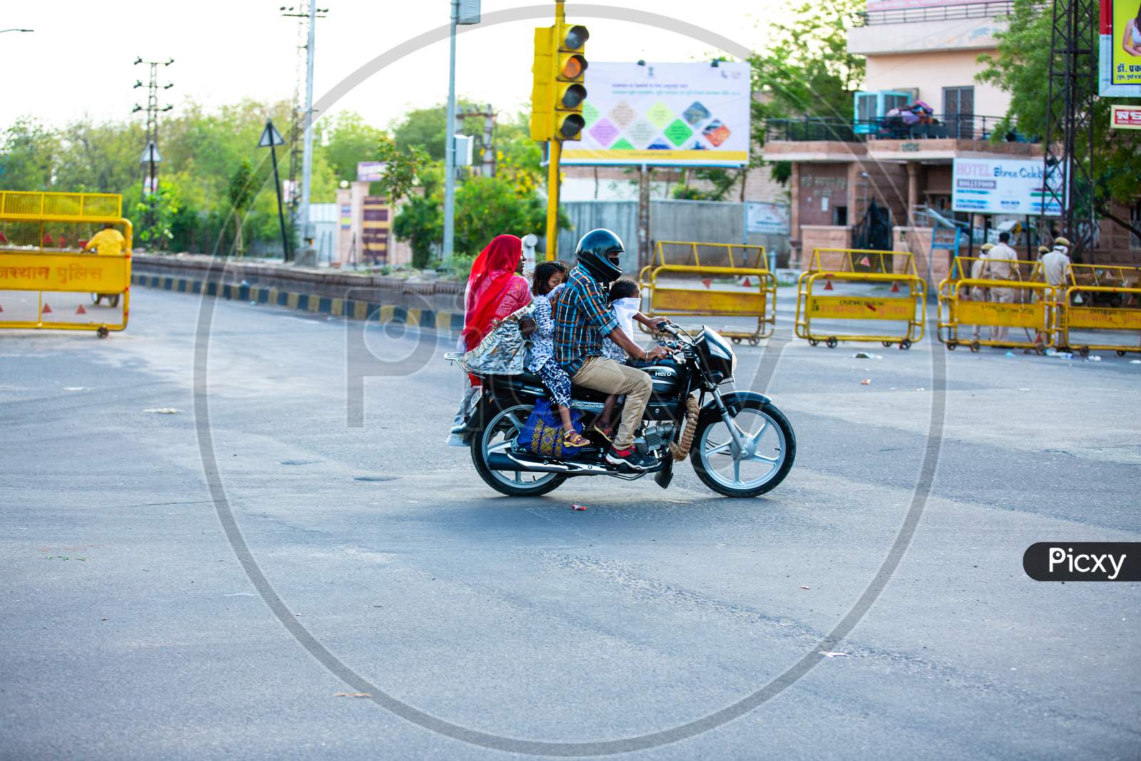 Jodhpur, Rajashtbn, India. 30 March 2020. People Wearing Masks On Vehicle Going One Place To Another, Coronavirus, Covid-19 Outbreak In India. Lockdown / Curfew Emergency In The Country.