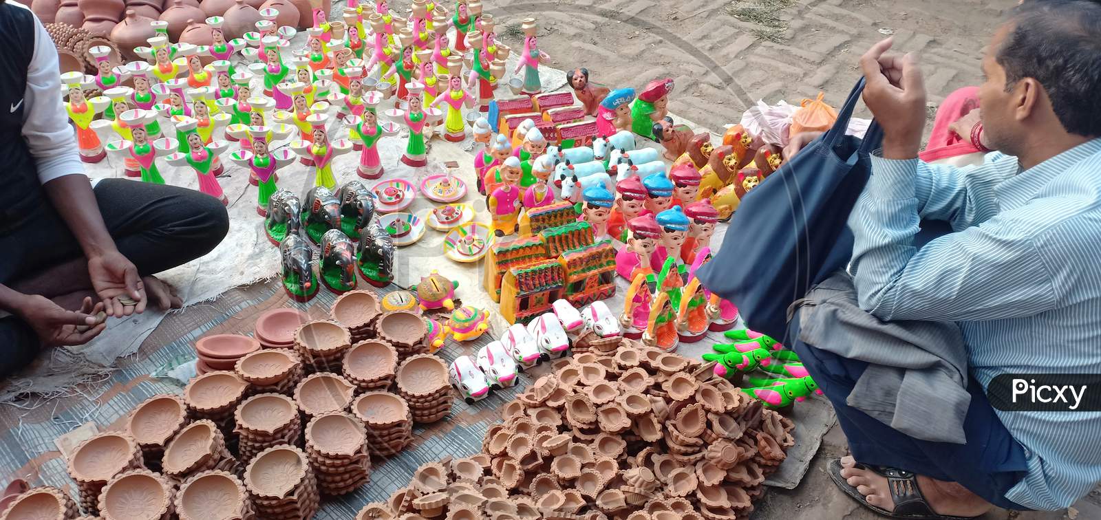 A picture of local market for Diwali celebration.