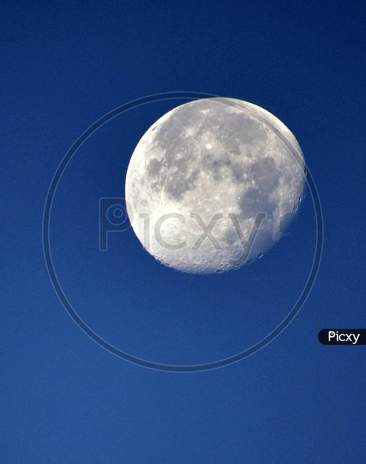 The moon during blue hour sunrise