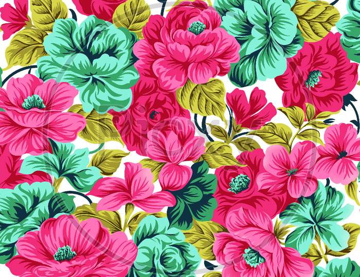 Seamless Colorful Floral Flower Pattern