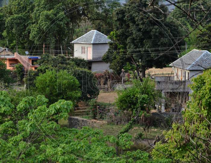Landscape View of Village in Forest