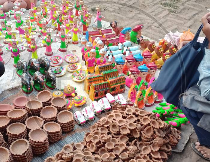 A picture of local market for Diwali celebration.
