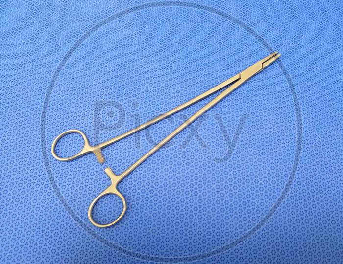 Closeup Picture Of Needle Holder Using For Suturing