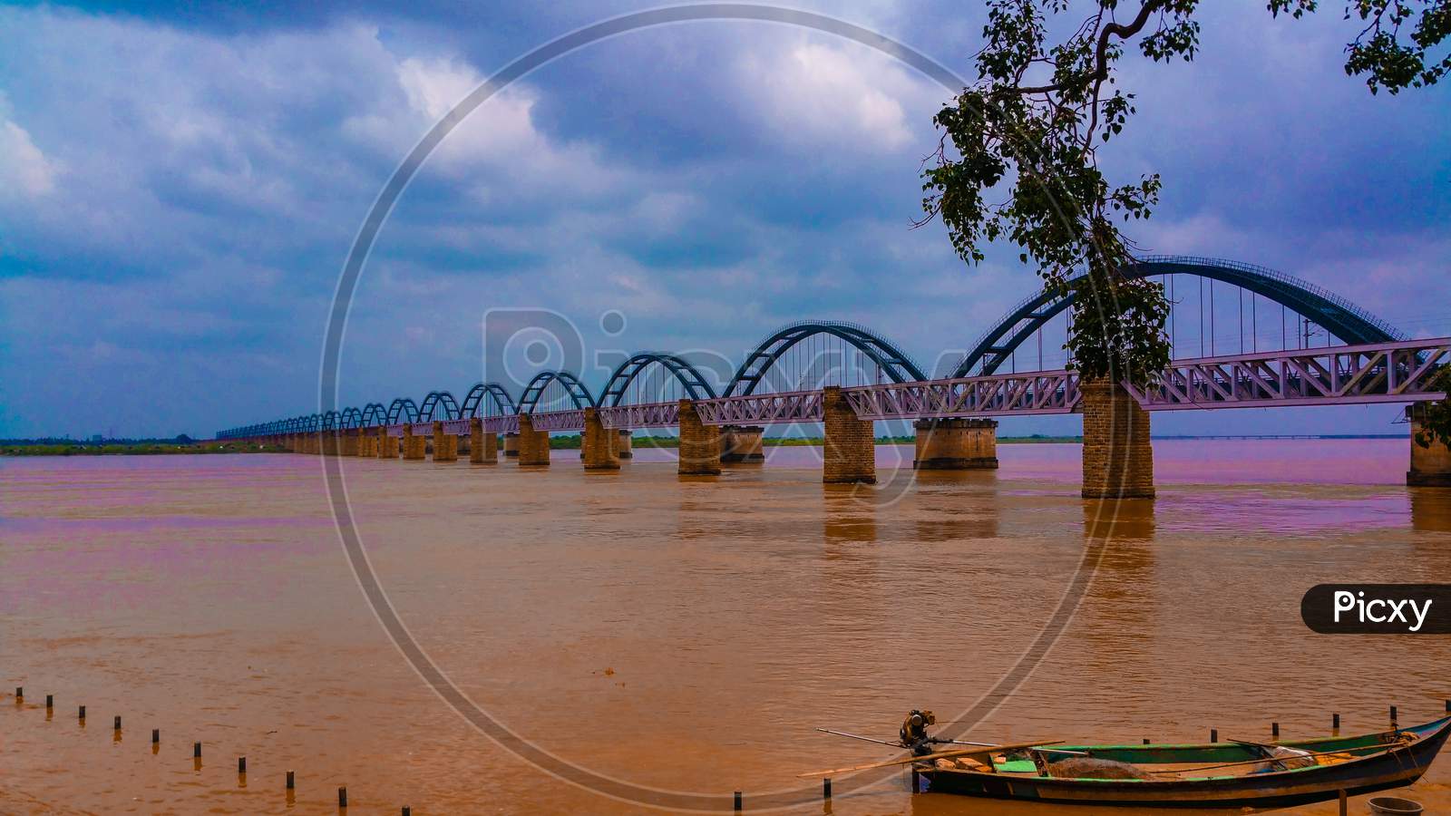 Beautiful bridges across the Godavari river