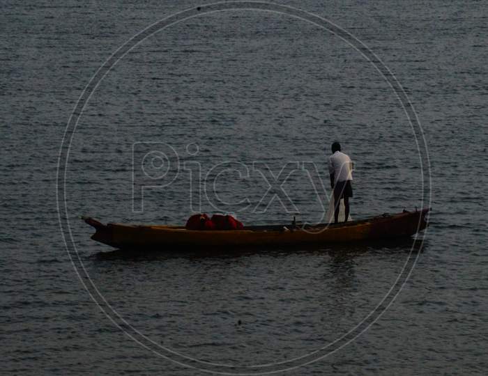 Fisherman in Krishna River