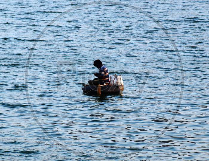 Fisherman in Krishna River