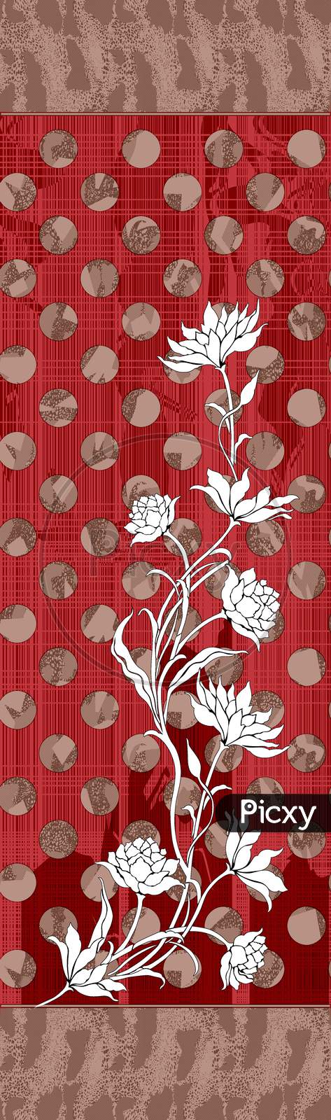 abstract white flower with digital red background