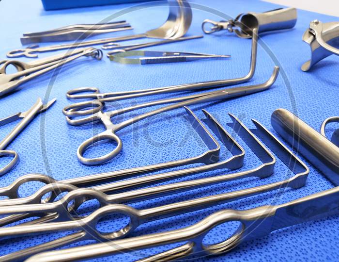 Beautiful Surgical Instruments Prepared In Operation Room