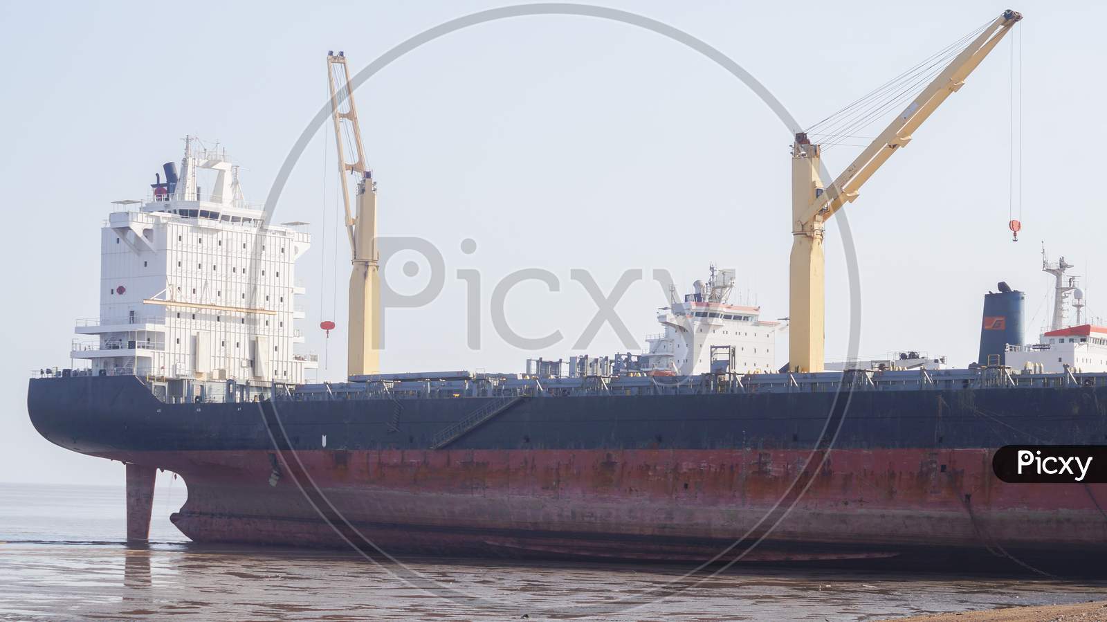 The empty cargo ship at alang port