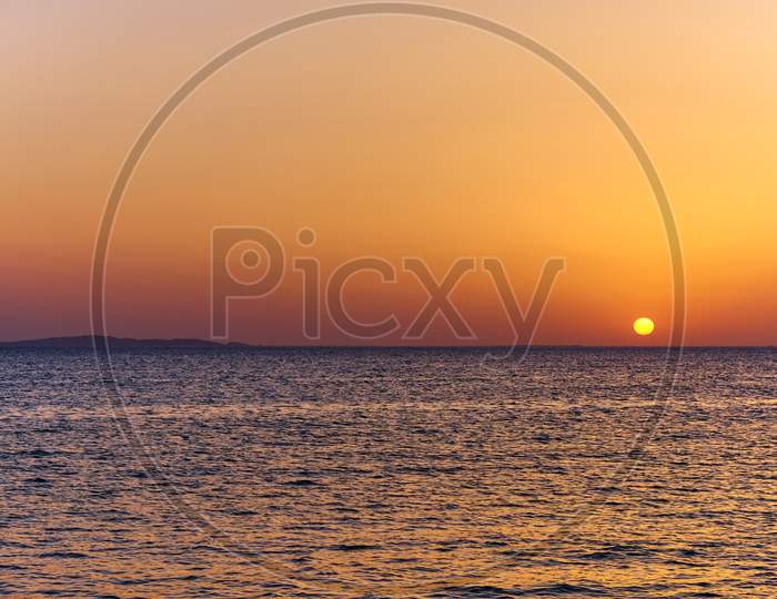 Sunrise Over Red Sea In Beach Resort Of Hurghada In Egypt