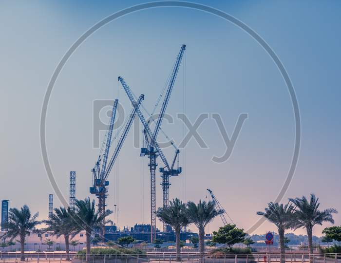 Construction Site Yas Island At Abu Dhabi, Uae