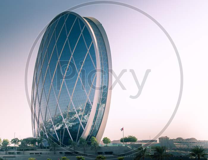 The Aldar Headquarters building is the first circular building of its kind in the Middle East. It is located in Al Raha. Abu Dhabi, UAE