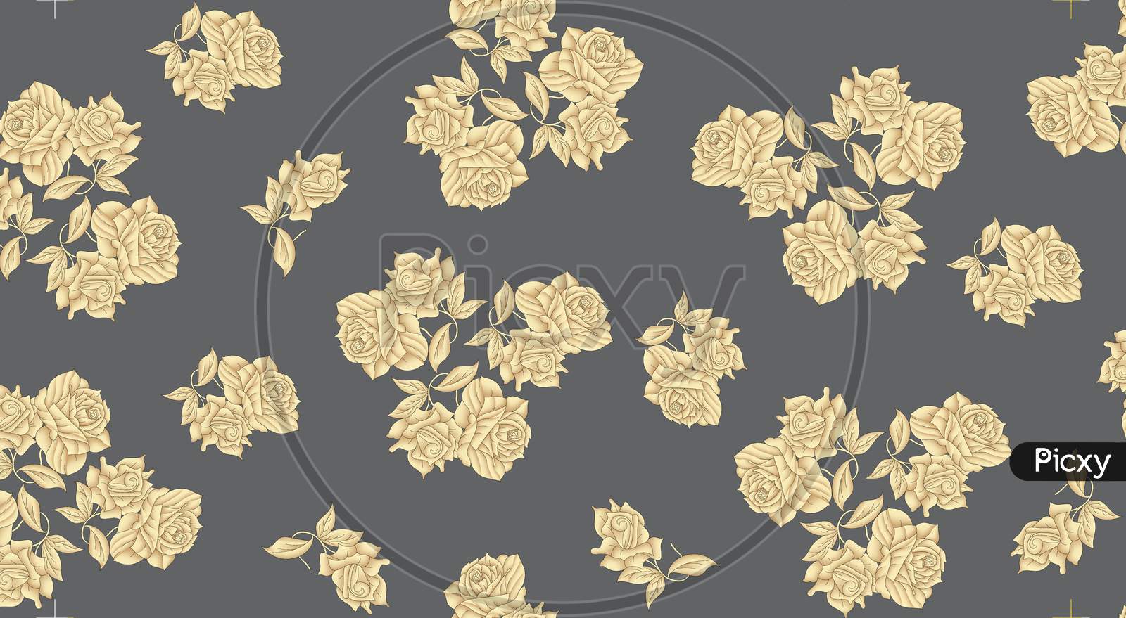 Flower Design Pattern With Grey Background