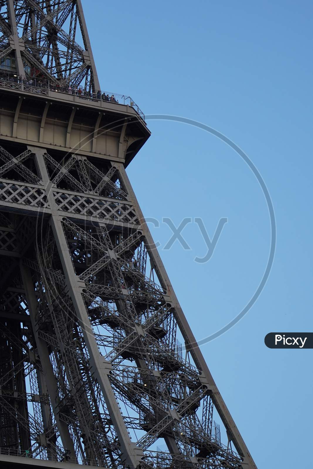 Close-up of The Eiffel Tower after sunset. Paris, 31 may 2019 in France.